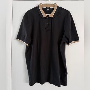 HUGO BOSS Men’s XXL Black Logo Tee / Polo | Designer Casual Luxury Shirt